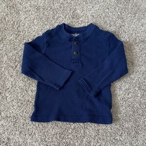 Garanimals Toddler Boys blue Thermal henley Long Sleeve Shirt, Size 3T